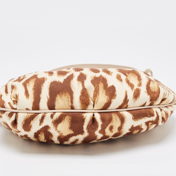 Dior Authentic Beige/Brown Leopard Printed Fabric and Leather Buckle Handle Hobo - Picture 4 of 15